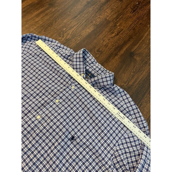 Polo Ralph Lauren 3XLT Plaid Cotton Long Sleeve Button Down Shirt Blue Pony - Picture 4 of 10